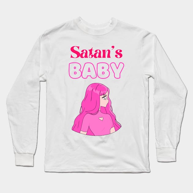 Satan's baby white background Long Sleeve T-Shirt by disturbingwonderland